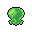 An image of a blob of bright green slime, implied to be jumping