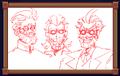 Sketches for Cordelia's father. He is the mad scientist responsible for creating the portal that allowed the monsters to enter the house.
